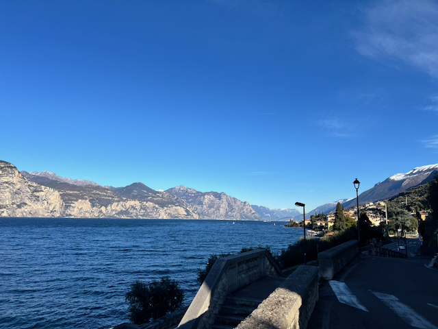Sunlit view across Lake Garda